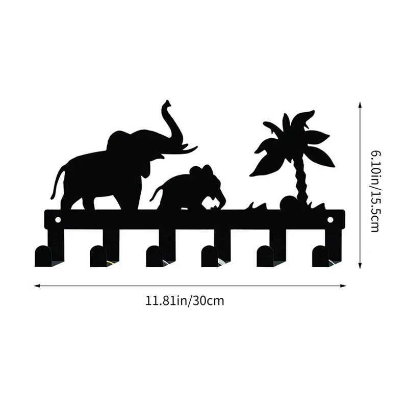 6 Hooks Key Rack For Wall Metal Keys Holder Decorative Wall Mounted Elephant Design Style Key Rack For Wall Key Hanger