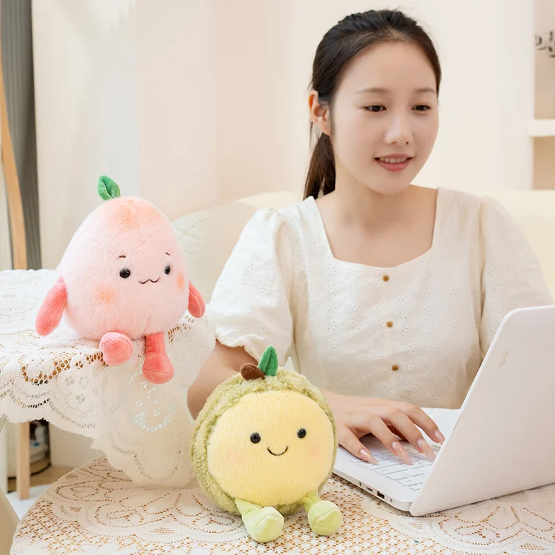 Juguete de peluche de frutas perfumadas realistas, Durian relleno, melocotón, mangostán, caqui, fruta del dragón, muñeco suave, juguetes para niños, decoración del hogar