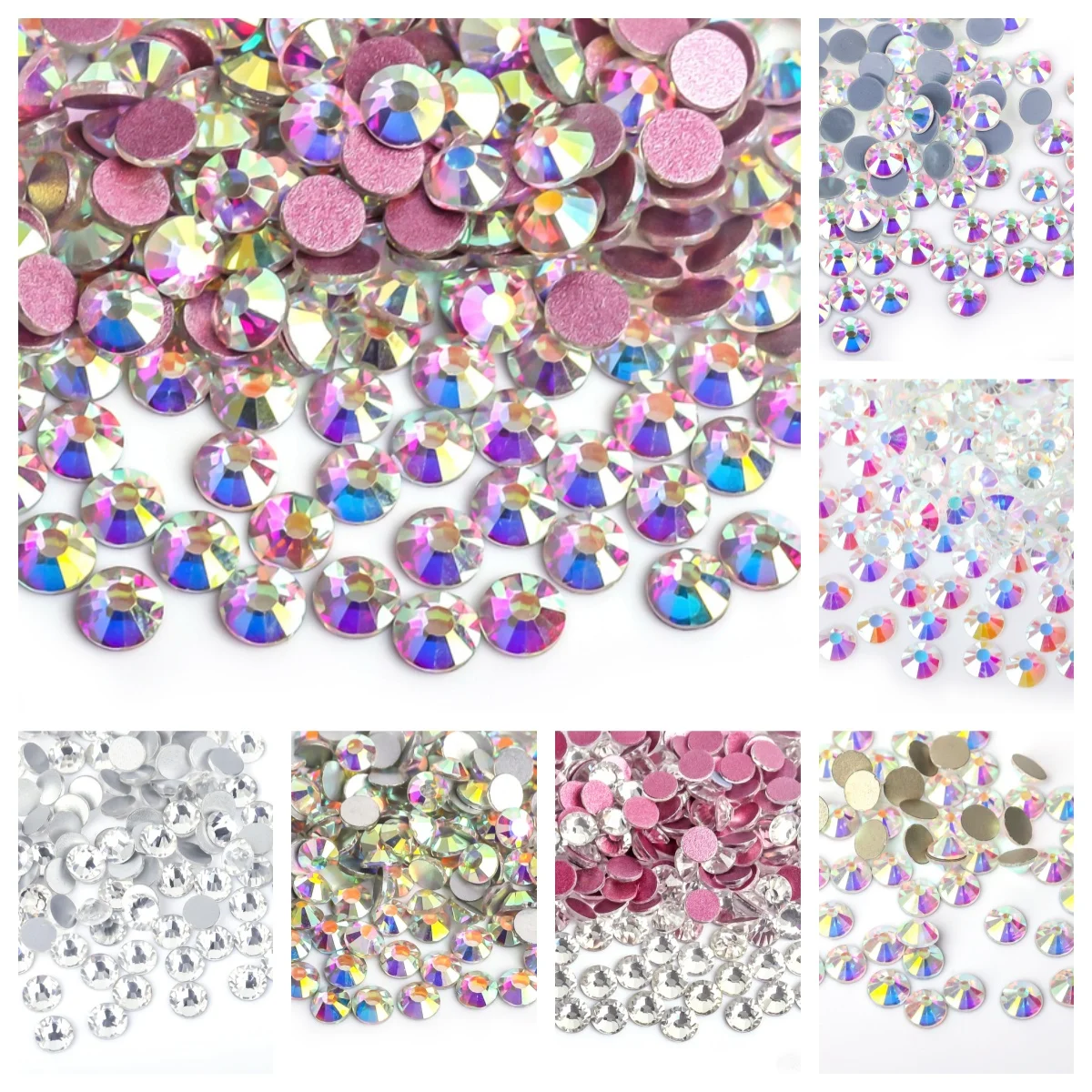 2024 New Pink Crystal AB Non Hot Fix Rhinestones SS3-SS50 FlatBack Strass Sewing&Fabric Garment Nail Art Rhinestones Decorations