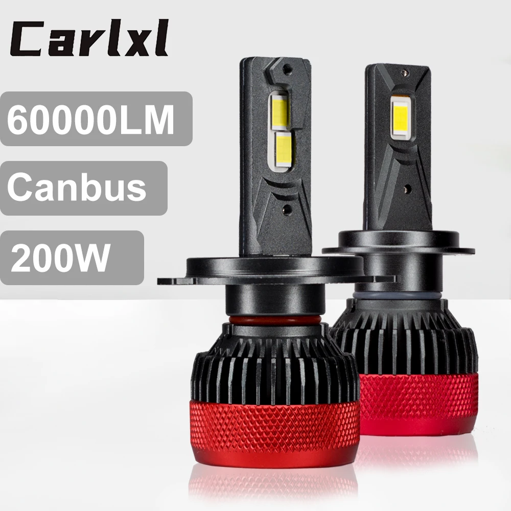 Carlxl 200W H4 H7 Canbus LED Car Headlight  H1 H8 H9 H11 LED Bulb 9005 HB3 9006 HB4 9012 HIR2 Auto Fog Lighting 6000K 12V 24V