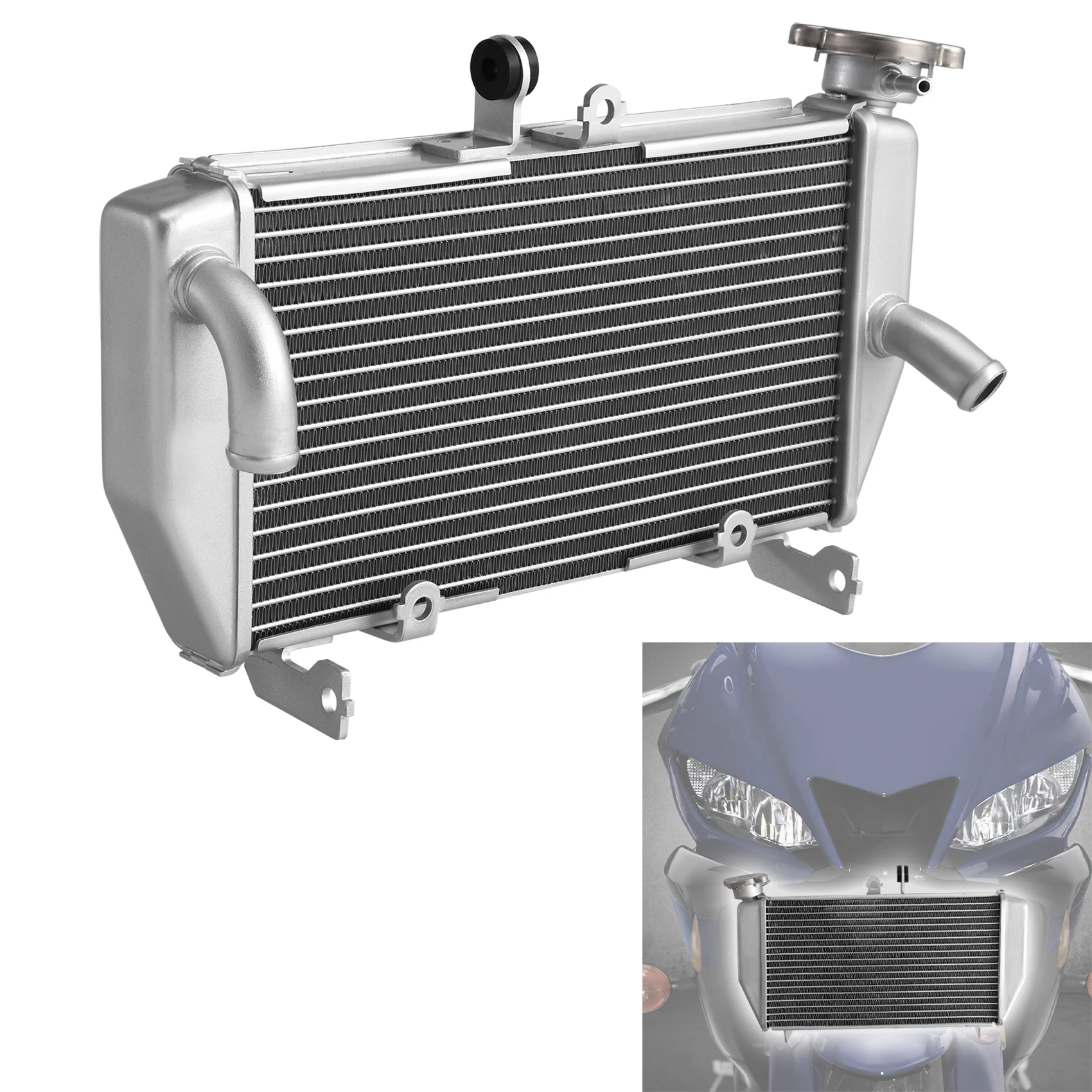 Silver Radiator Cooler Cooling Fit For Yamaha YZF R3 2015 2016 2017 2018 2019 2020 2021 2022 2023 2024