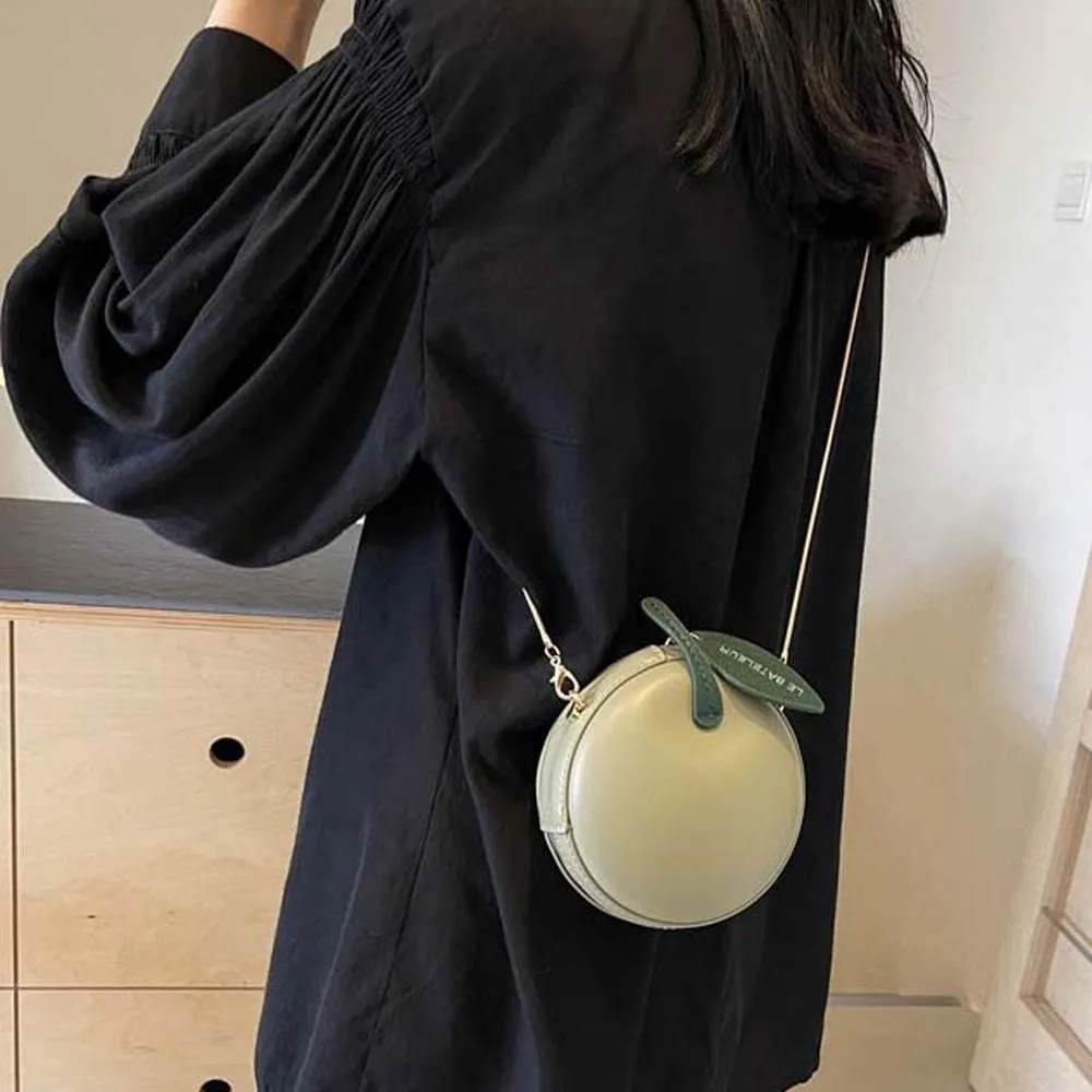 

Кошелек для монет в форме фрукта, сумка на цепочке, однотонная, водонепроницаемая, кожаная, круглая сумка-клатч, легкая, большой вместимости