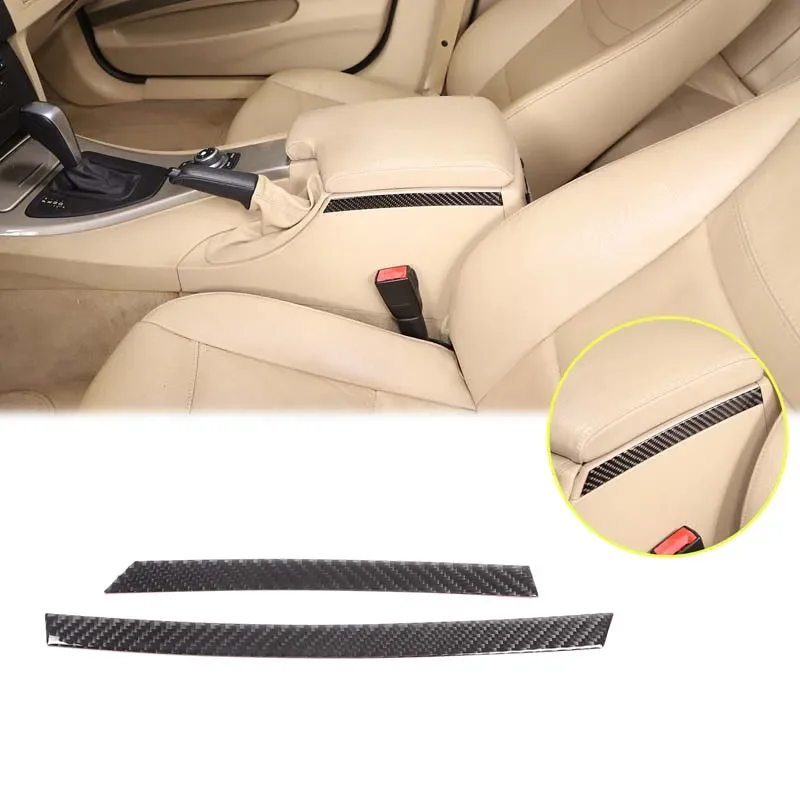 

For BMW 3 Series E90 2005-2012 Center Console Armrest Box Side Decorative Stickers Soft Carbon Fiber Interior Accessories 2 Pcs