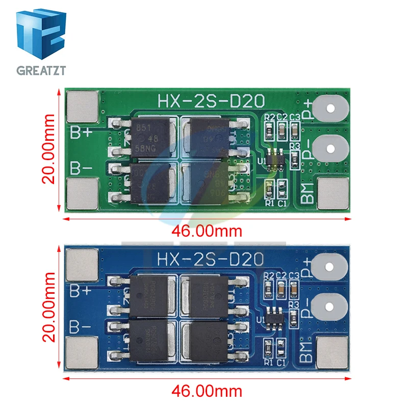 TZT 2S 6.4V 7.4V 20A LiFePO4 / Lithium 18650 32650 Battery Charge Protection Board 13A working Current  20A Current-limiting