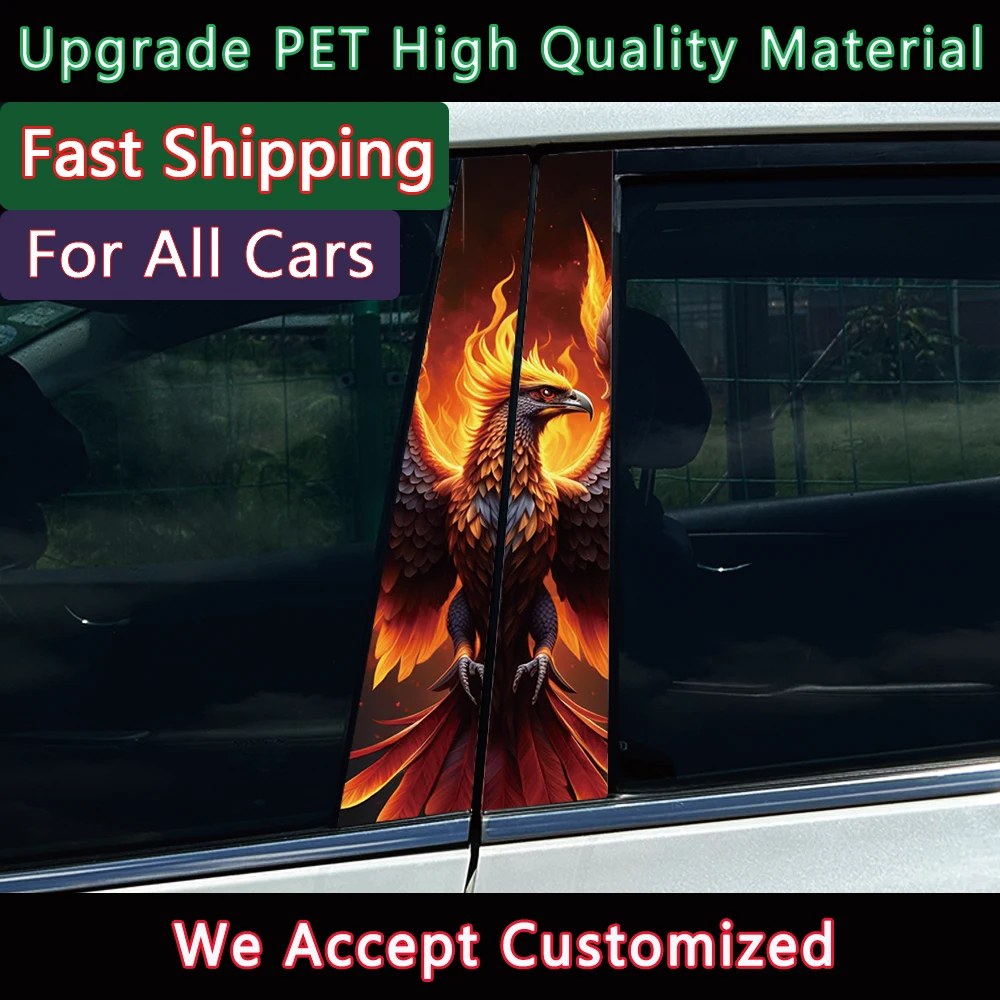 Phoenix Car Stickers DIY Car B-pillar Cover Scratches Waterproof Durable Cartoon Automobile Decoration Auto PET Decals