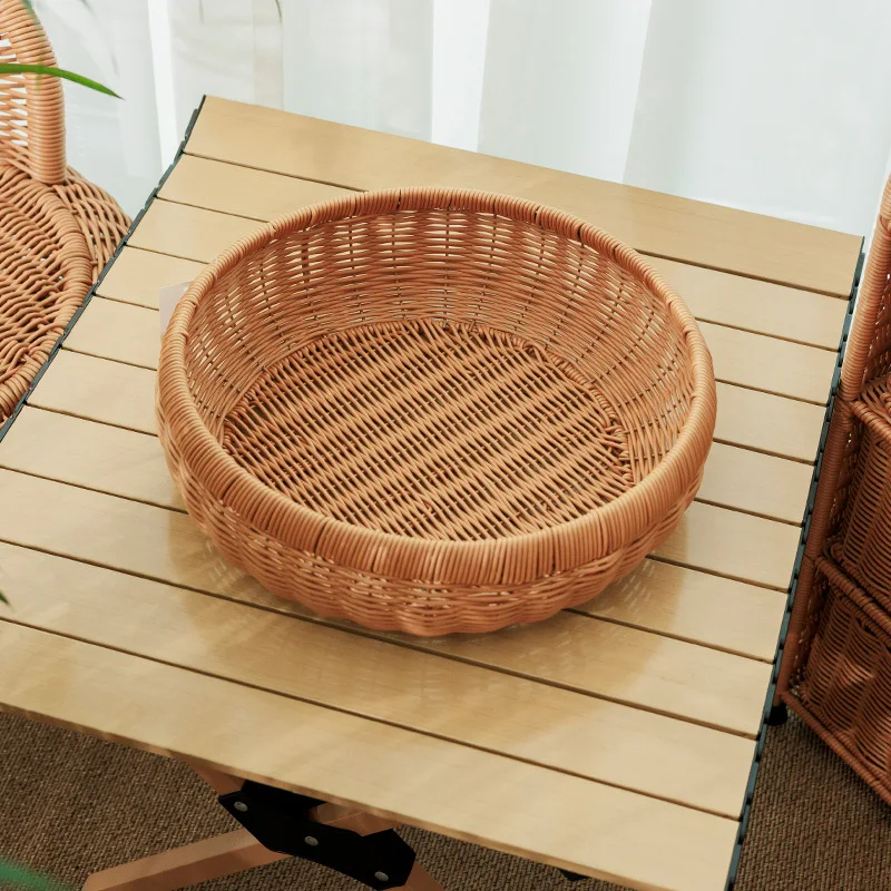 

Imitation rattan fruit basket, bread basket, storage and display creative woven basket, candy rattan basket, simple snack plate