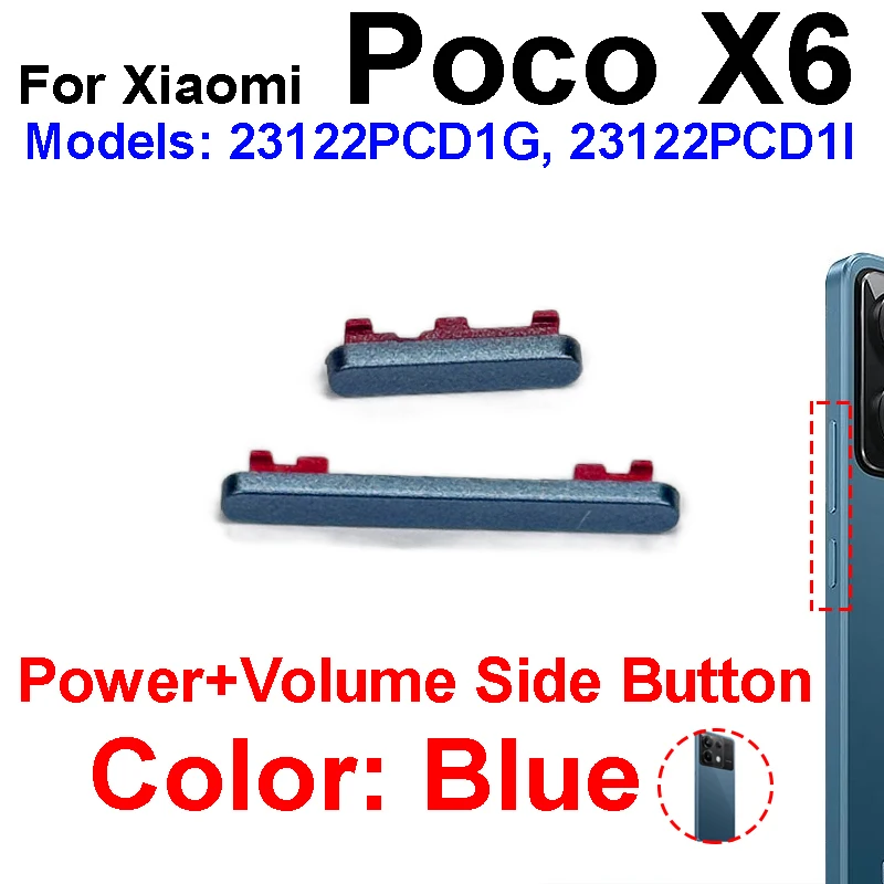Power On/Off Switch Volume Buttons For Xiaomi Poco X5 X6 Pro X6 Neo Power Volume Audio Side Keys Replacement Repair Parts image 4