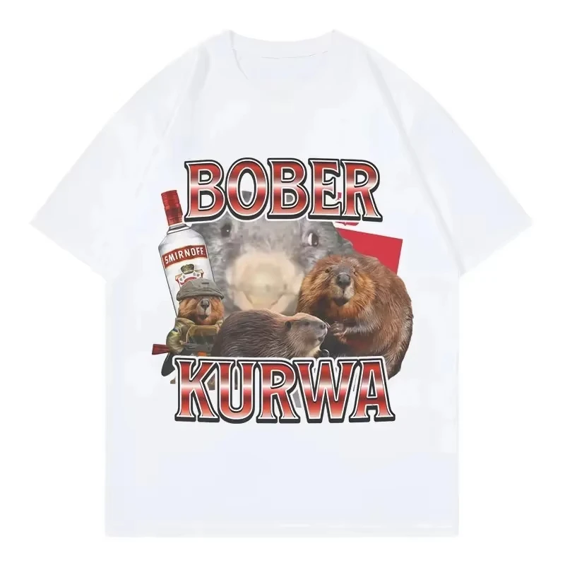 

Футболки с рисунком Bober Kurwa Funny Rat Meme, винтажная футболка Harajuku Y2k, летние модные повседневные футболки унисекс, уличная одежда