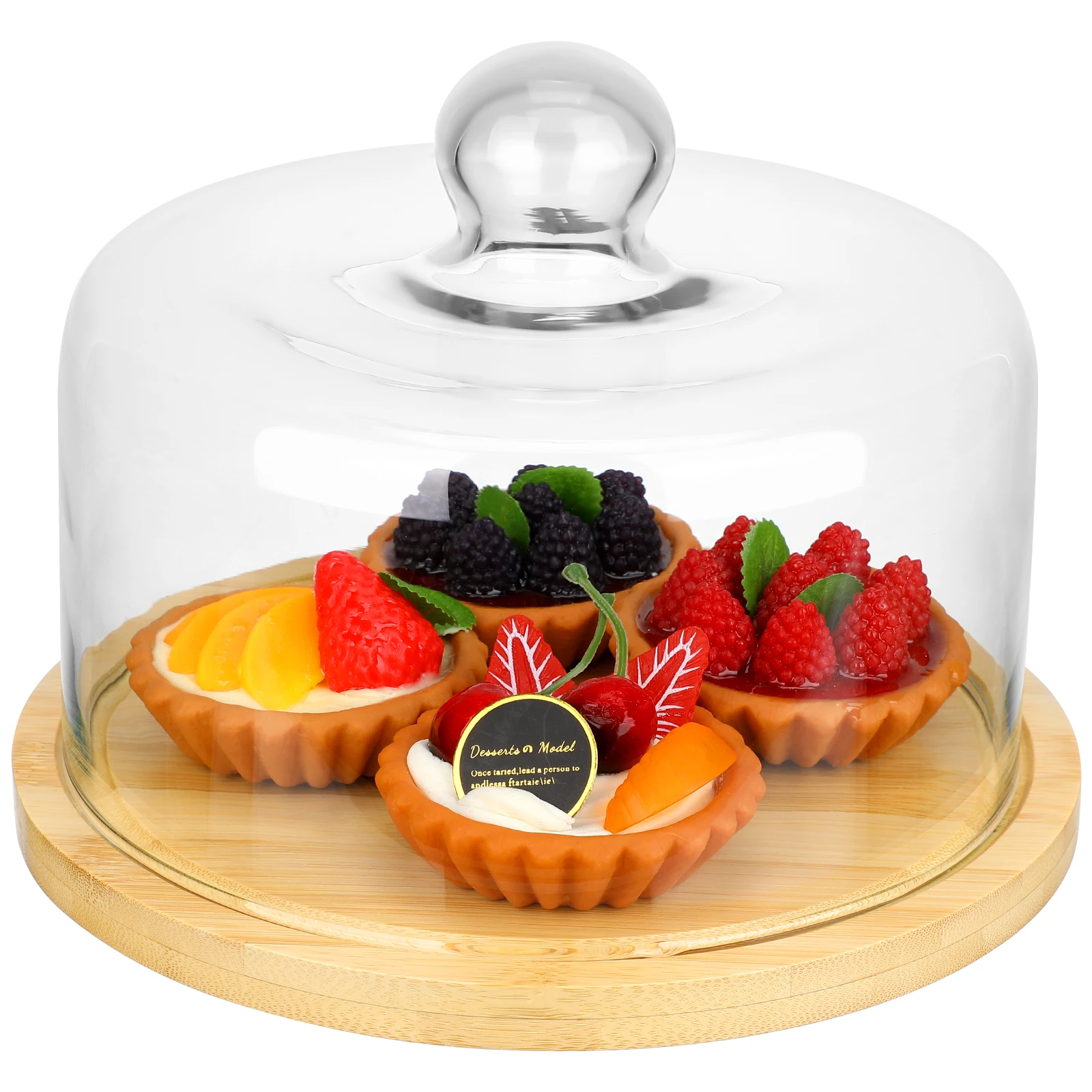 

Cake Glass Dome With Tray Protective Cake Cover Fresh Keeping Display Lid For Bakery Dessert Food Covers Transparent