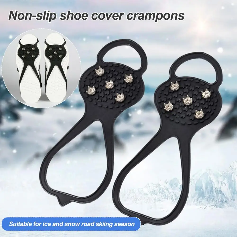 2 Pairs Universal Non-Slip Gripper Spikes Metal Strong Grip Ice Snow Boot Crampons Traction Cleats Snow Shoe Spikes