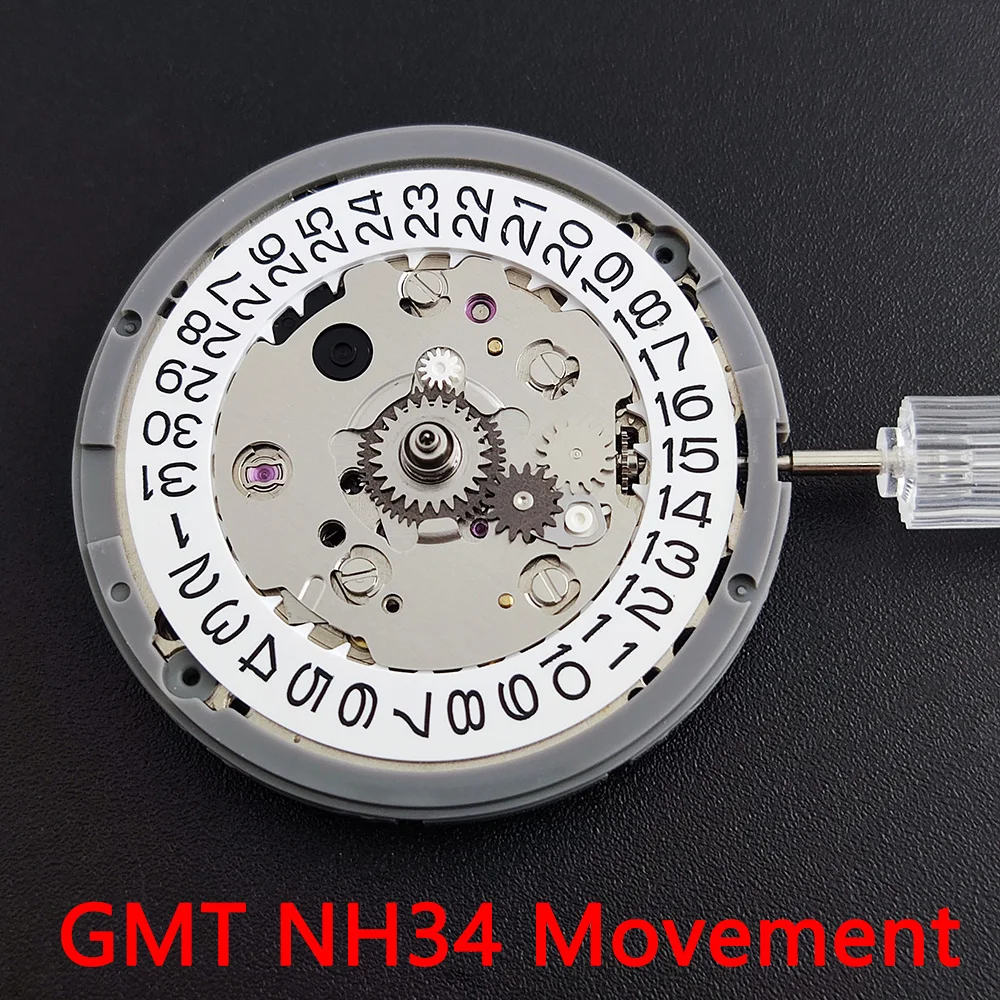 NH34 Automatic Mechanical NH34 Movement  GMT 24 Hours Hands Japan Original Parts NH34 Date at 3.0 High Accuracy Mechanism MOD