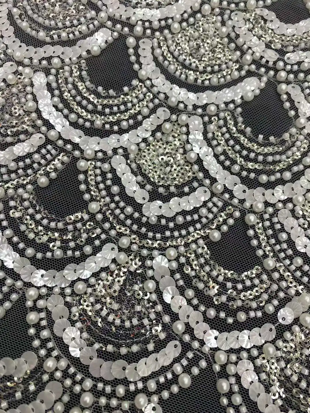 African Sequins Lace Fabric 2026 High Quality Tulle Lace French Nigerian Net Beaded Lace Fabric For Sewing Wedding Dress