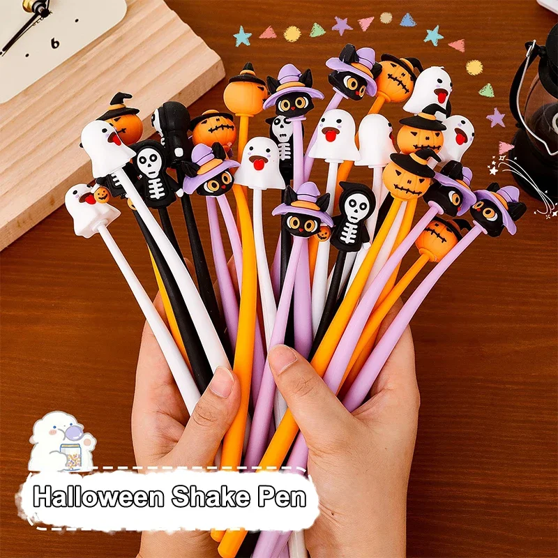 

4 шт., ручка для встряхивания серии Хэллоуина, нейтральная ручка 0,5 мм, креативная милая гелевая ручка, студенческие призы, канцелярские принадлежности, подарок для школы