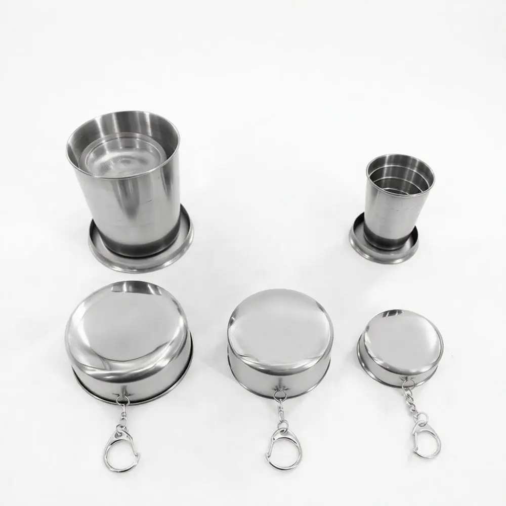 Food Grade Stainless Steel Collapsible Cup Pocket Size Travel Mug Outdoor Hiking Camping Water Drink Folding Container