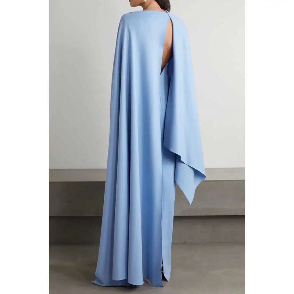 YUMDAI Formal Blue Shawl Sleeve Saudi Arabian Dress 2023 Women's Elegant Party Gown Fall Special Event Occasion Evening Dress