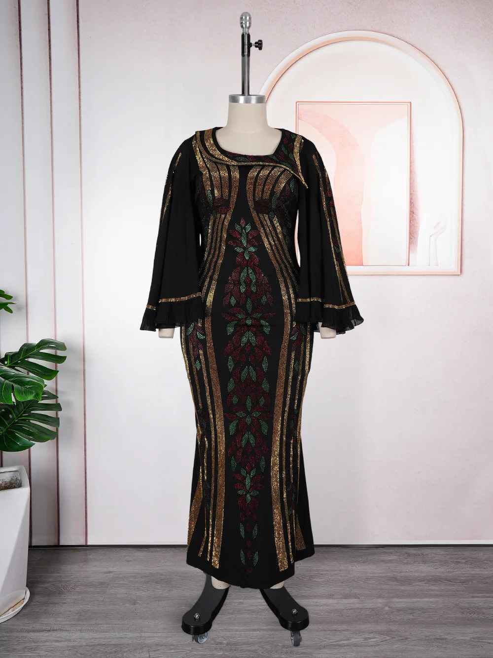 

Elegant African Dresses for Women Plus Size Sequin Evening Party Long Dress Dashiki Ankara Turkey Outfits Robe African Clothes
