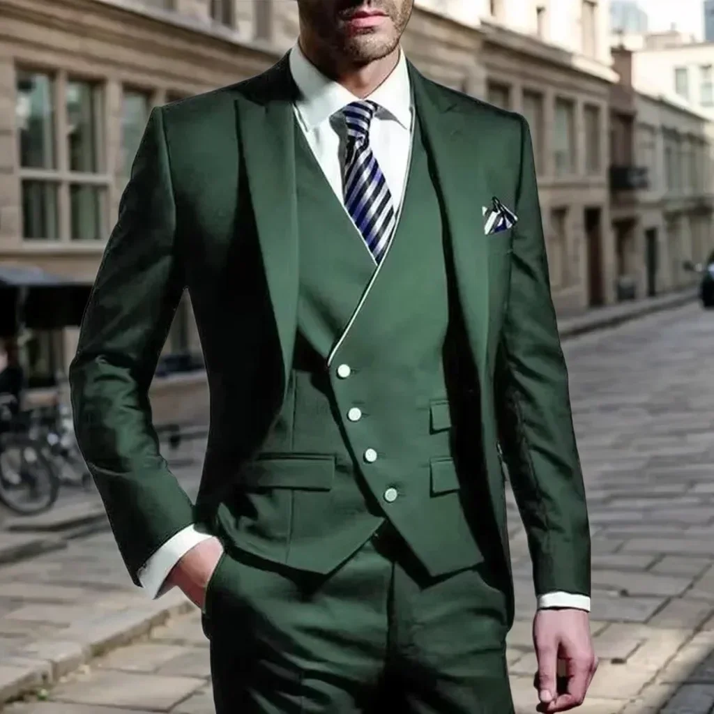

Suits for Men Costumes High Quality 2024 Blazer Vest and Pants 3 Pieces Wedding Business Evening Dress Slim Fit Men's Suit Set