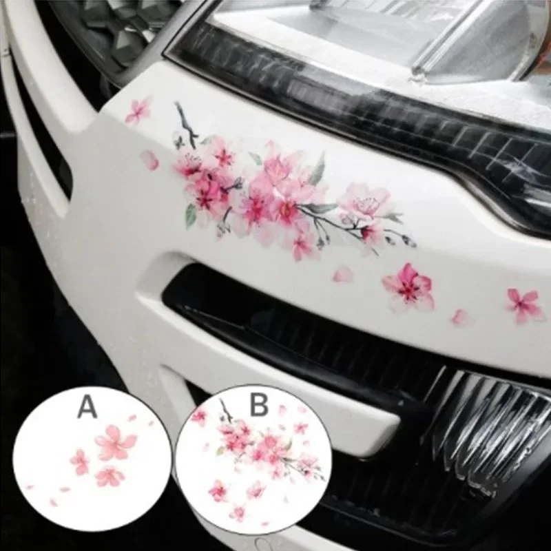 Pink cherry blossom design car vinyl sticker, love design sticker, for windows and bumpers 40cm PVC