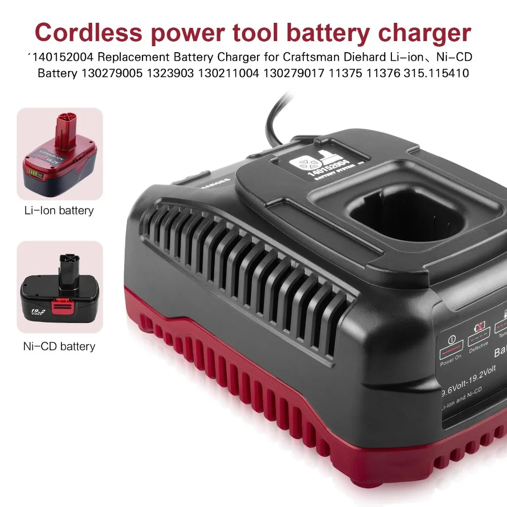 Compatible with For Craftsman 19.2V XCP Li-Ion/Nichrome Batteries 11375 11376 PP2011 315.PP2020 19.2V Lithium Battery Charger