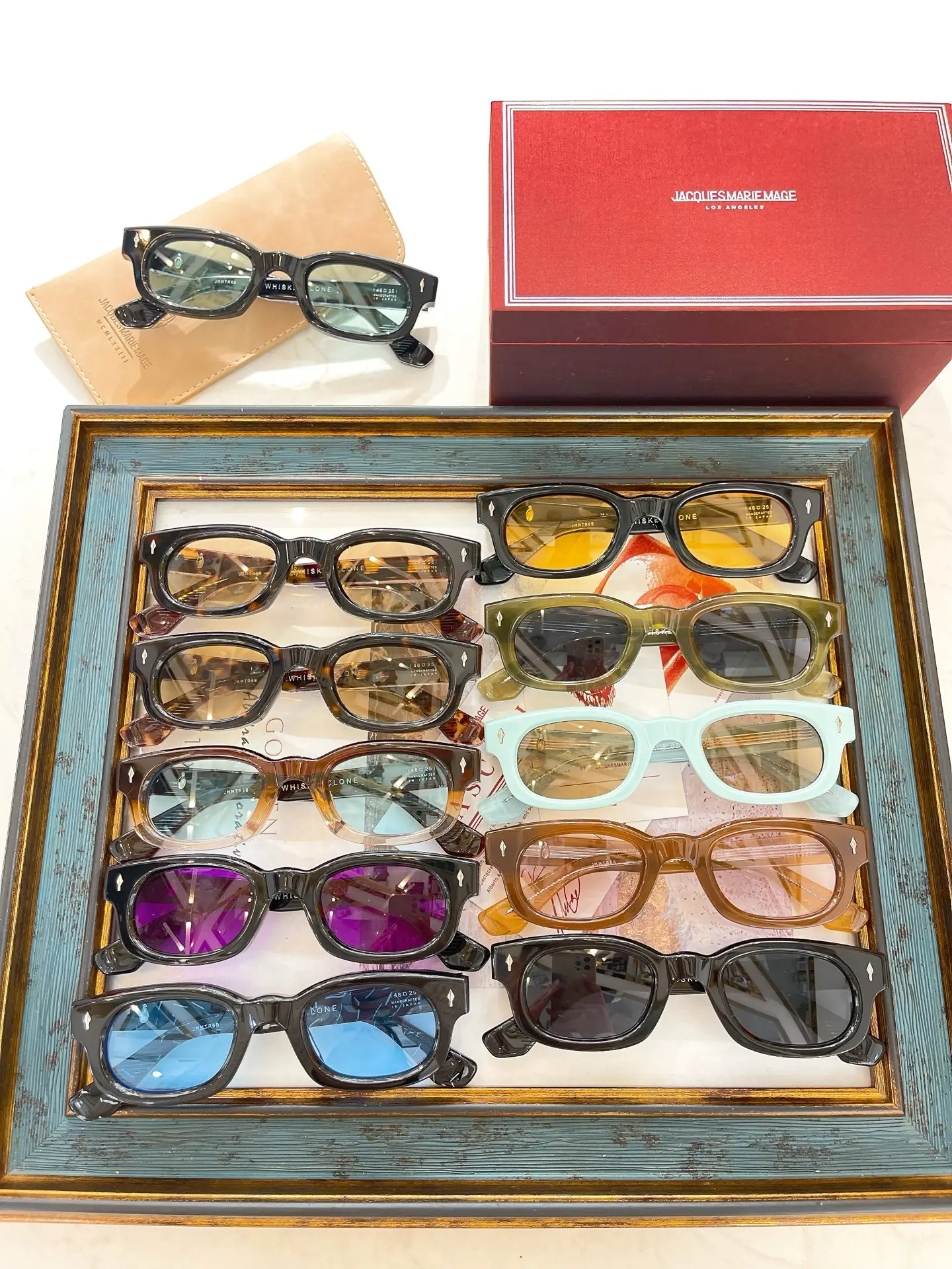 JACQUES MARIE MAGE G-Dragon نفس النمط الكلاسيكية خمر النظارات الشمسية مربع خلات الرجال والنساء النظارات اليدوية مع حافظة