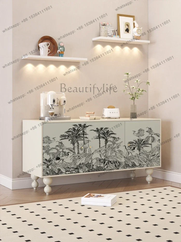 

French Household Solid Wood Sideboard Living Room Storage Cabinet Kitchen and Bedroom Storage Cabinet