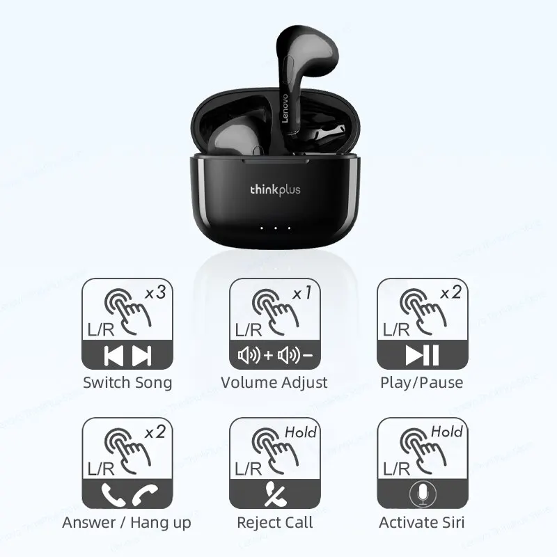 Lenovo-LP40 Plus Fones De Ouvido Bluetooth com Microfone, Fones De Ouvido Sem Fio, Fones De Ouvido Com Redução De Ruído, Estéreo HiFi, Fones De Ouvido Esportivos, 230mAh