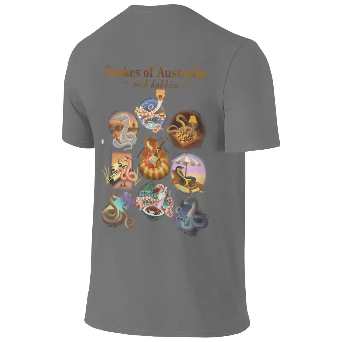 Snakes Of Australia - With Hobbies Moisture-Absorbing And Breathable Reversible T-shirt Simple Commuting Fine Workmanship Tees