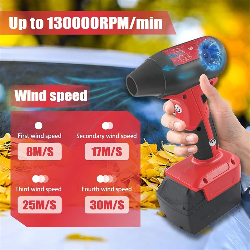 Handheld Jet Blower For Milwaukee 18V Lithium Battery Portable Violent Turbofan 4-Speed Air Pump Air Duster for Drying, Cleaning