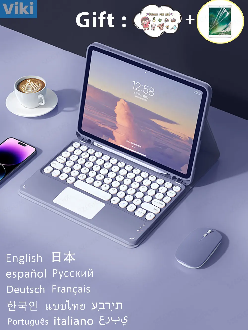 

teclado bluetooth Keyboard wireless mouse For iPad case 10.2 7/8/9th Generation Pro 11 2022 iPad 10th Pro 10.5 Air 2/1 5/6th 키보드