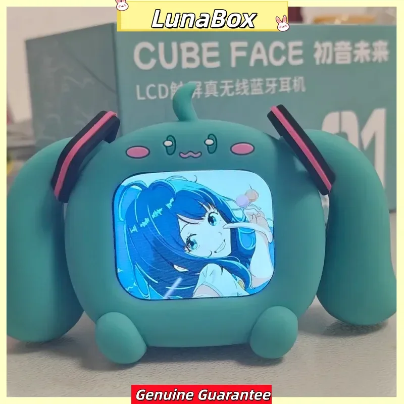 

Official Hatsune Miku Wireless Bluetooth Headphones Cube Face Lcd Touch Screen Wireless Bluetooth Headphones In-Ear Headphones