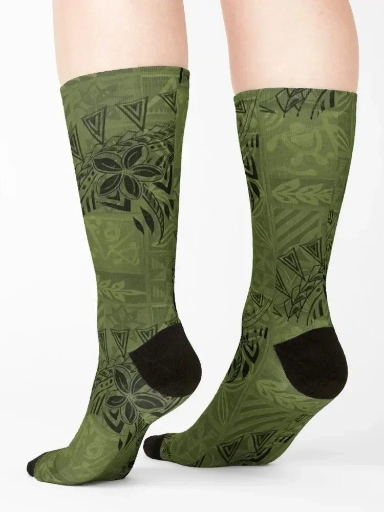 Old Samoa Emerald Green Tribal Socks gift Men's professional running kawaii Boy Socks Women's