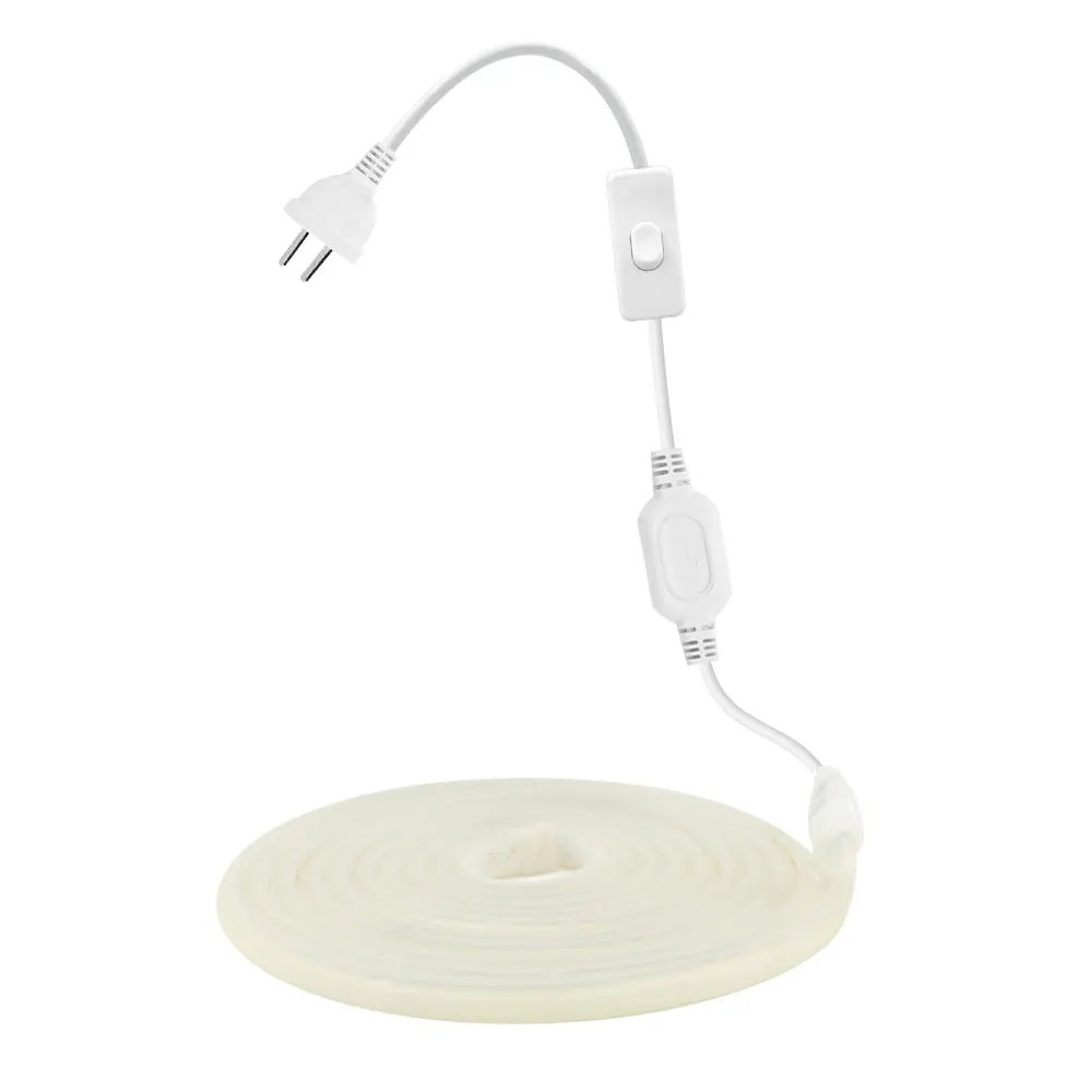 AC 110V 220V COB LED Strip Waterproof EU UK US Kit 3000K 4000K 6000K Garden Home Decor High Bright Flexible Ribbon Neon Light