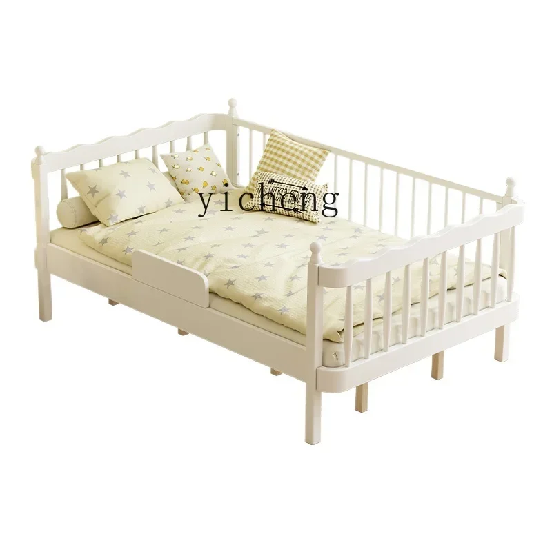 Solid Wood Children's Bed With Fence 1 M 5 Single 1 M 2 Stitching Fence Bed