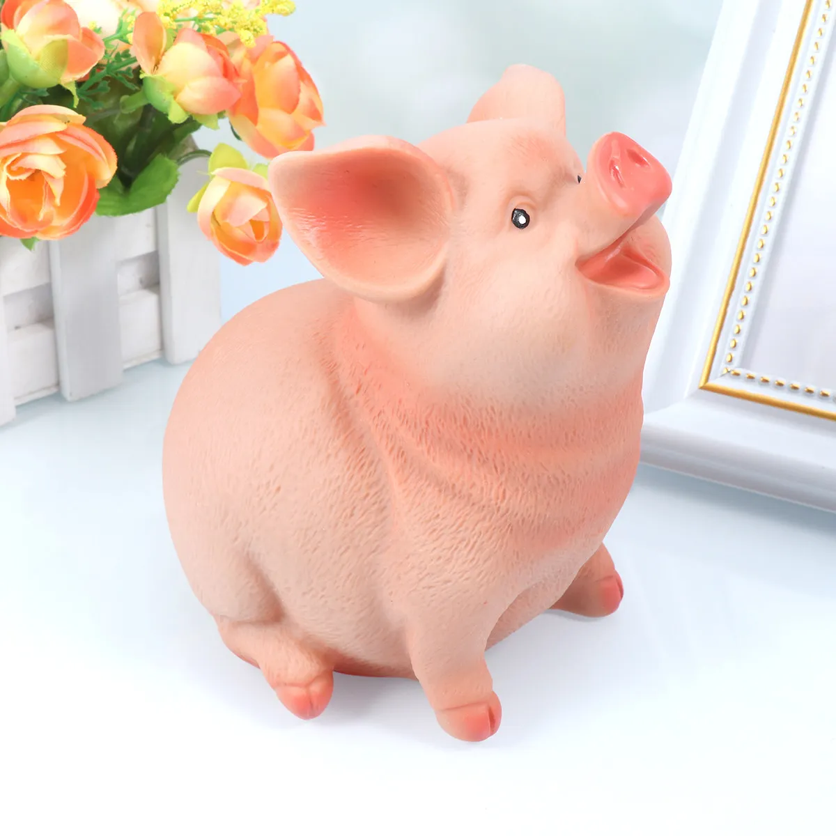 Adorable Piggy Bank Resin Material Coin Bank for Adults Accepts Pennies Nickels Dimes Quarters Dollar Coins Bedroom