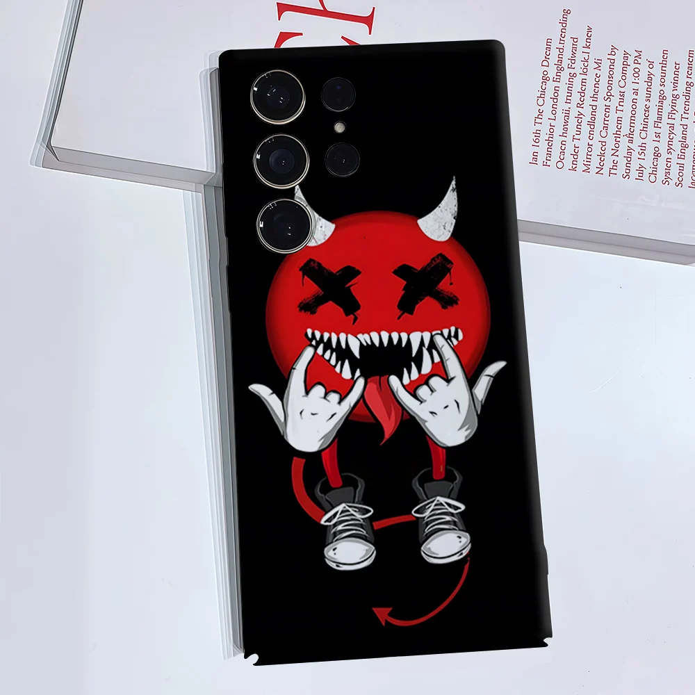 Devil Emoji Phone Case for Samsung Galaxy S26 S25 S24 S23 Ultra Plus Luxury Double-layer anti-fall Back Cover