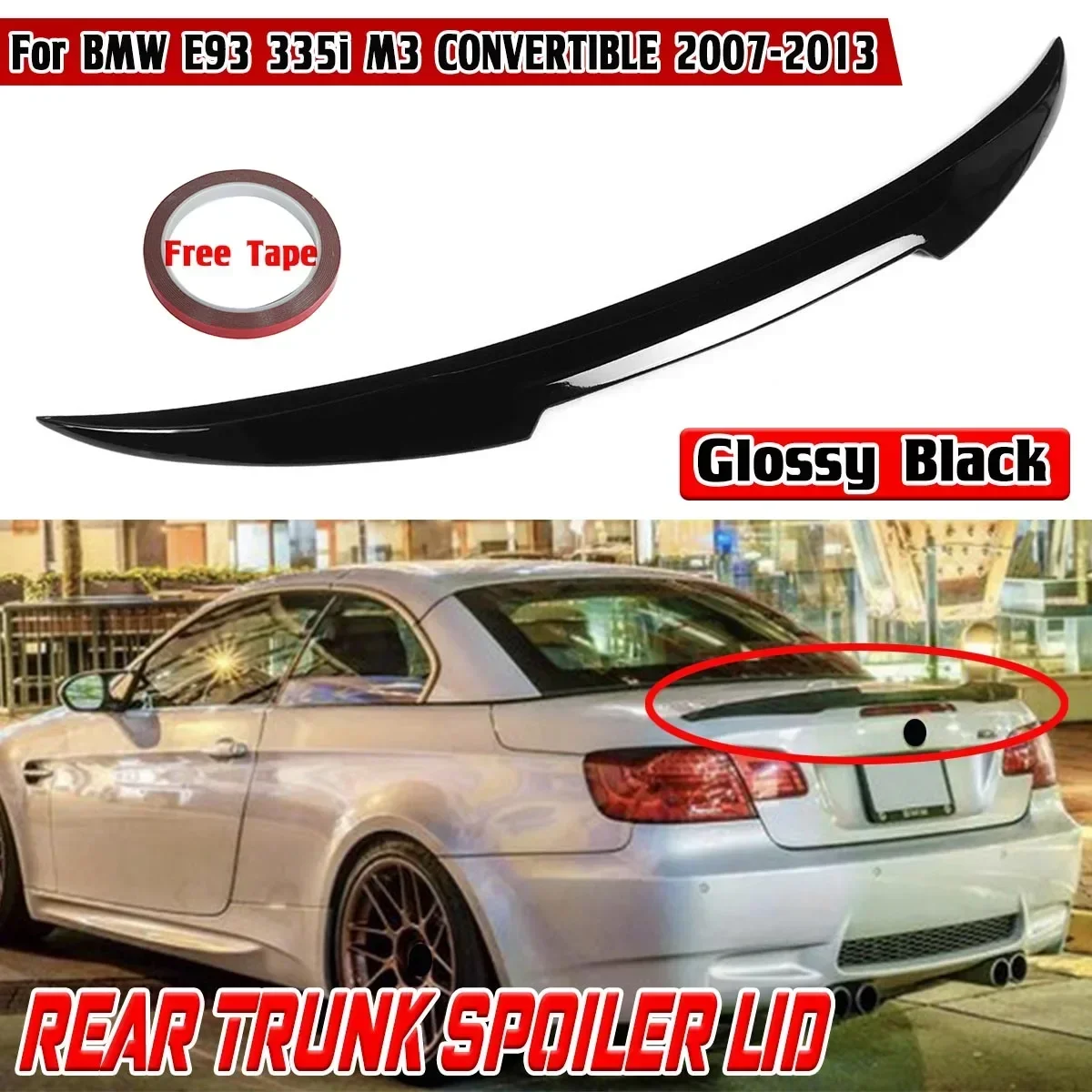 

High Quality E93 Car Rear Trunk Boot Lip Wing Lip For BMW E93 335i M3 CONVERTIBLE 2007-2013 M4 Style Rear Trunk Spoiler Body Kit