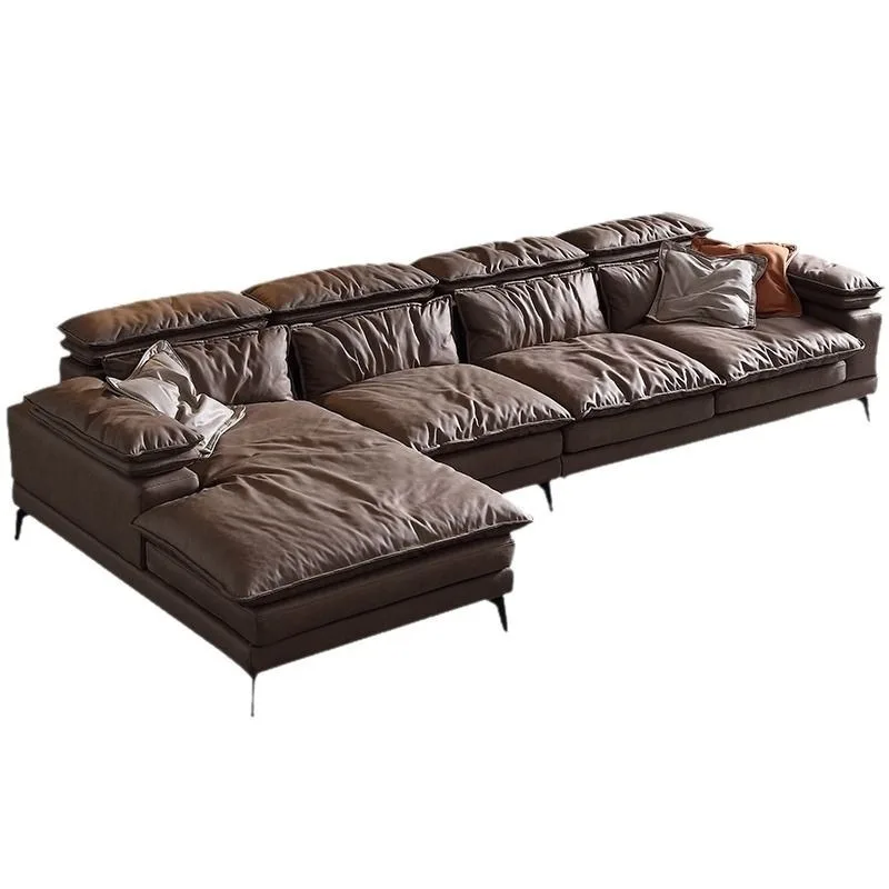 Italian minimalist fabric sofa, medieval style living room down leave-in technology cloth super soft sofa new furniture