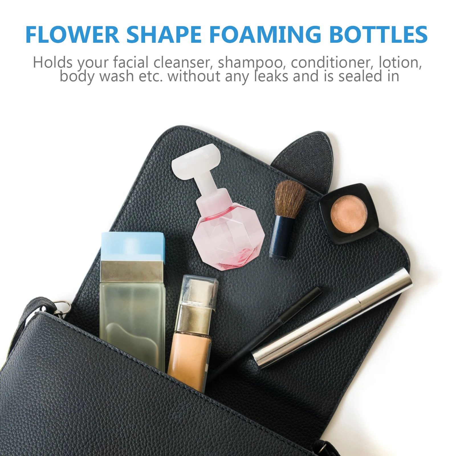 

2Pcs Flower Shape Foaming Bottles Portable PETG Travel Empty Bottles for Facial Shampoo Conditioner Lotion Body Wash Reusable