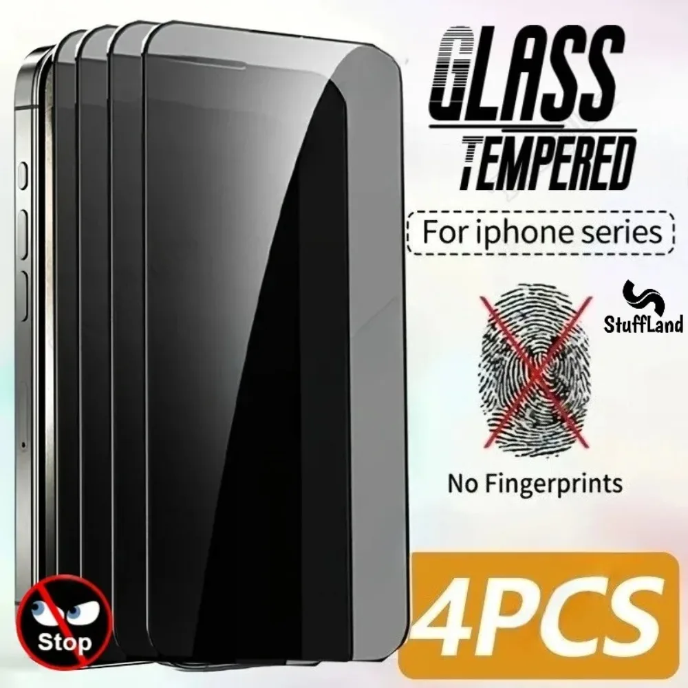 4er-Set Blickschutzfolie aus gehärtetem Glas, passend für iPhone 17, 16, 15, 14, 13, 12, 11 Pro Max, 16, 15, 14 Plus, 16e Air, 13 Mini
