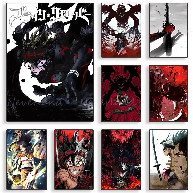 Japanese Classic Anime Black Clover Vintage Character Posters Canvas Artwork Wall Art for Bedroom Home Decor Ideal for Anime