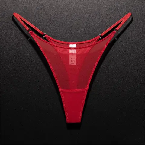 High Slit Women Seamless Thong Ultra-thin Mesh Sexy Underwear Transparent Gauze Sports Fitness G-string Plus Size