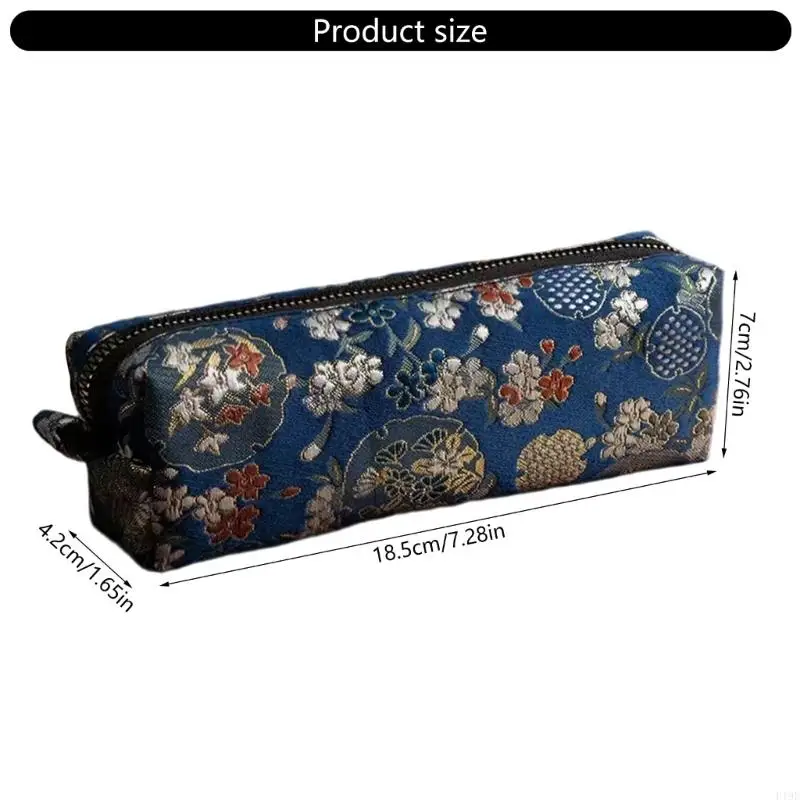 مقلمة فنية مطرزة بالزهور من القماش لحقائب القلم للفنانين الطلاب F19E #6