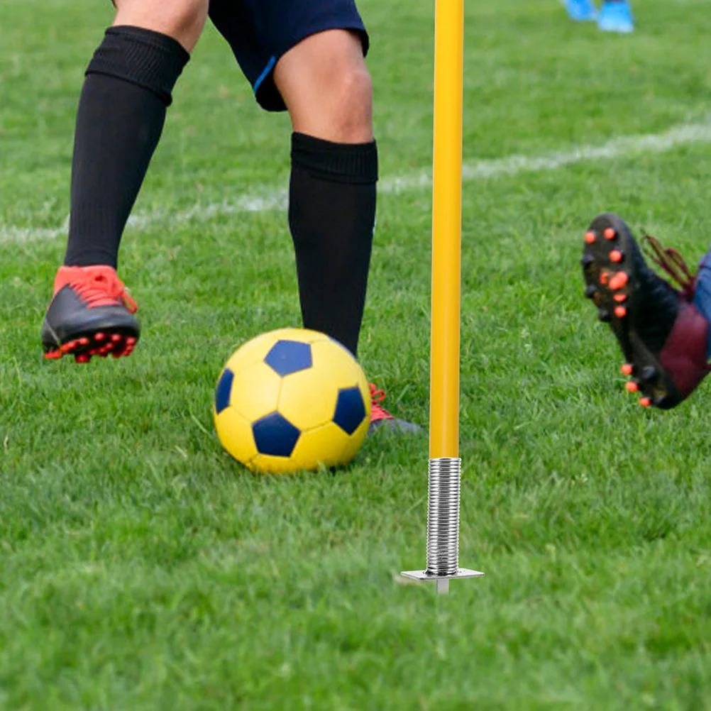 

4 Pcs Spring Floor Nails Flag Holder Football Flagpole Soccer Base Training Aids Spring-based Mount Iron Corner