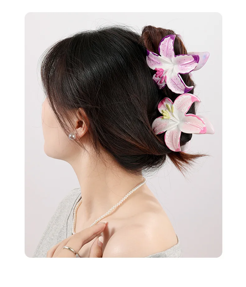Elegante fiore colorato artiglio per capelli clip per le donne Boho grande gradiente squalo coda di cavallo granchio morsetto copricapo da sposa accessori per capelli