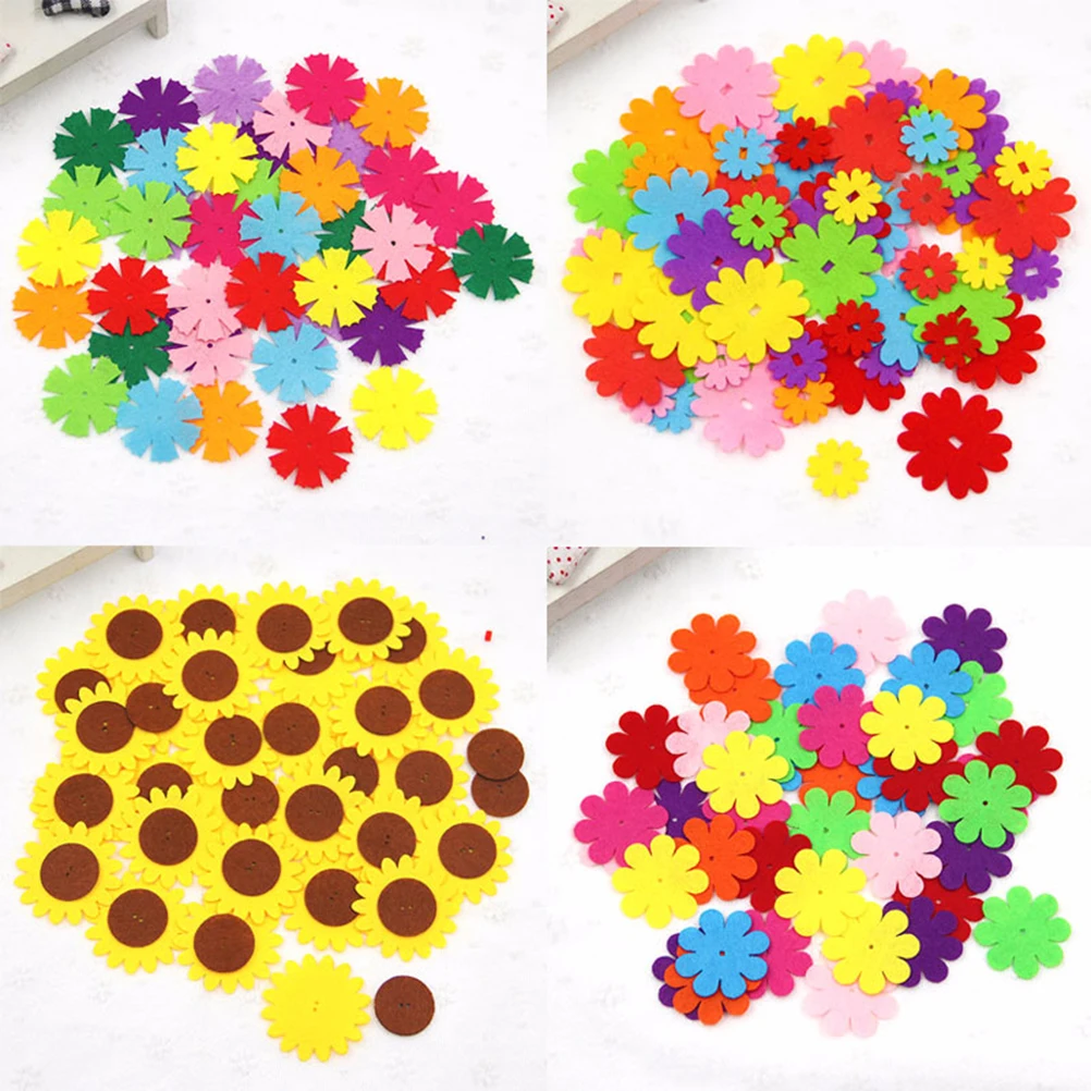 

5Sets Premium Felt Flower Petals Assorted Sizes Bright Colors for DIY Crafts Hair Clips Greeting Cards Home Decoration