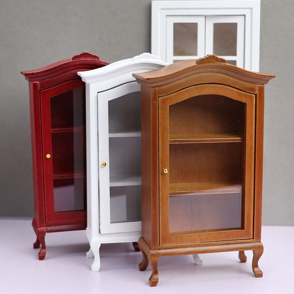 Toy House Simulation Cabinet Mini Furniture Baby Wood Accessory Brown Miniature