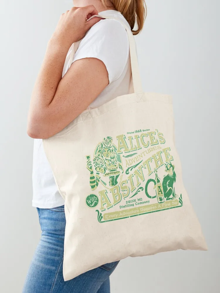 

Alice's Adventures with Absinthe T-Shirt Tote Bag shopping bags foldable Canvas Cloth bag personalized tote bag