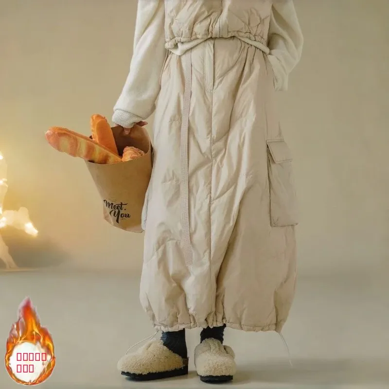 

plus Size Luxury Women's Winter Thiened Cotton down Skirt Korean Sle Mid-Length Warmth High Waist Straight Cut Casual Skirt