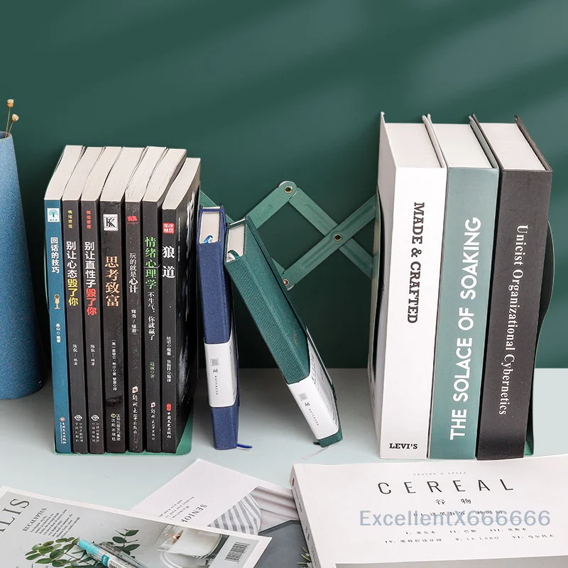 Artistic Iron Desktop Bookend Adjustable Non-Slip Stand for School Office Supply