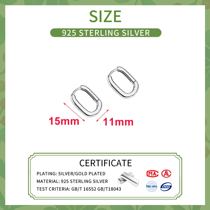 INZATT-pendientes de aro ovalados de Plata de Ley 925 auténtica para mujer, joyería fina clásica, accesorios geométricos minimalistas